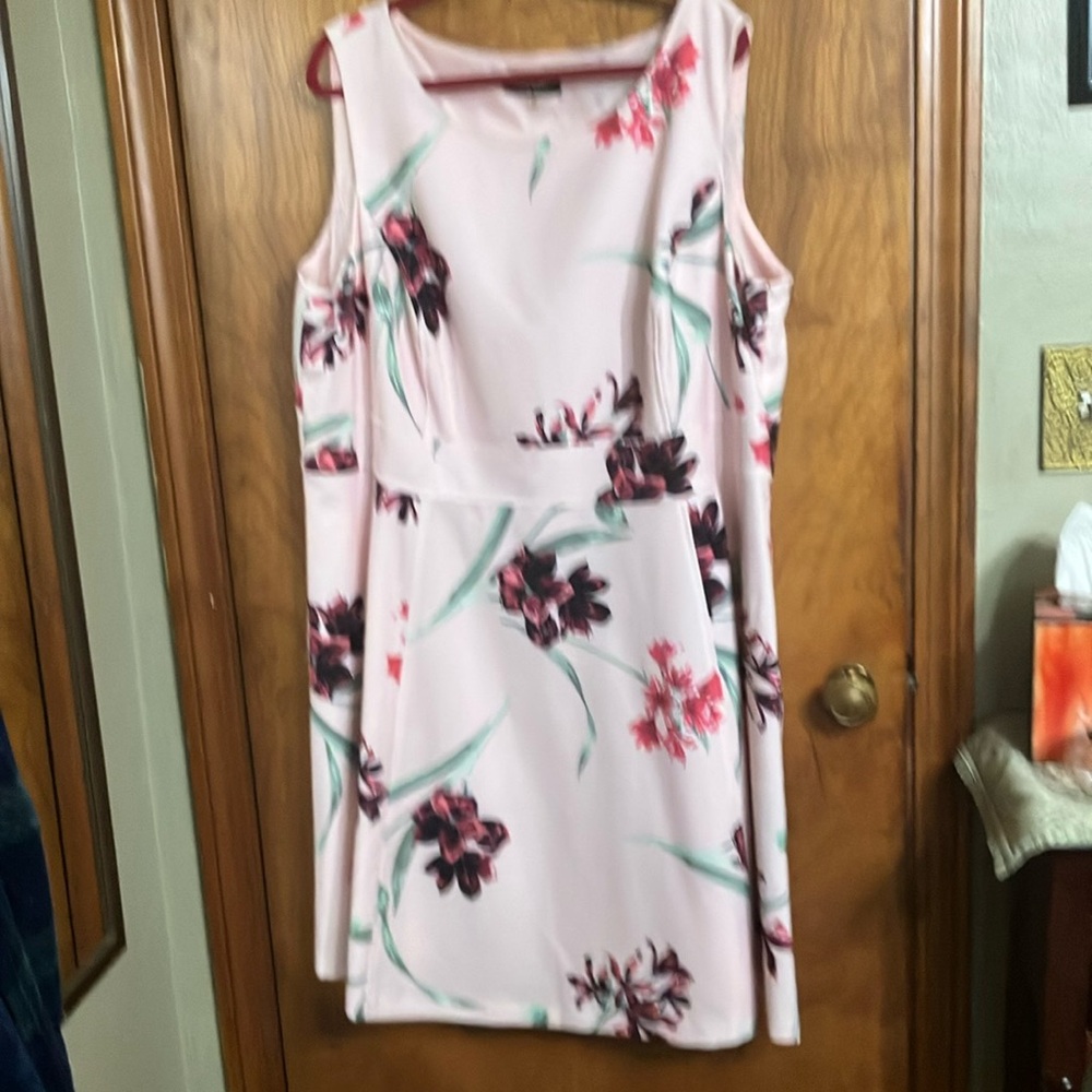 Nine West Pink Sleeveless Scoop Neck Midi Sundress